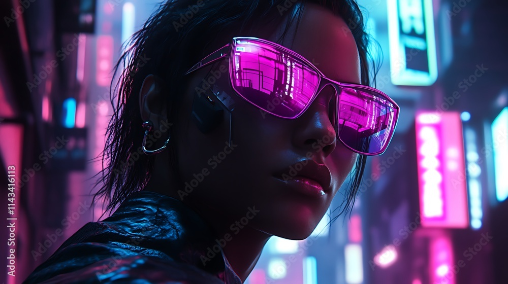 Cyberpunk woman in neon city. (8) Cyberpunk woman in neon city. (8)