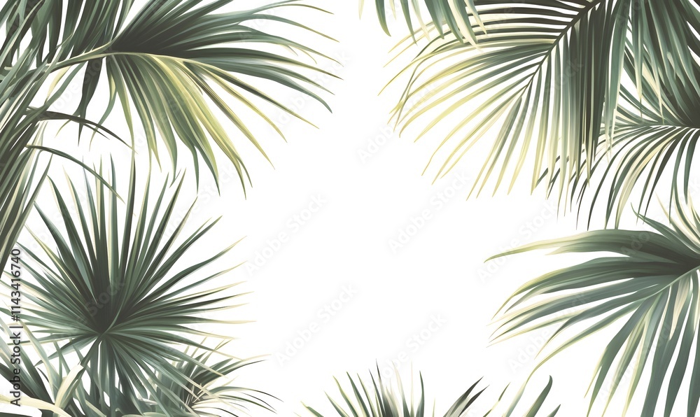 Palm leaves create natural frame. Palm leaves create natural frame.