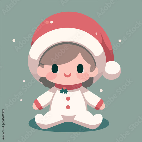 vector image of a small child wearing a Christmas costume