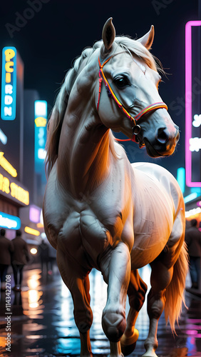 ネオン街の馬