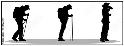 Silhouette of a mountain climber, vector silhouettes collection