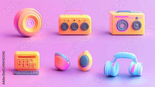 High volume icons set, 3d illustration. Mephitic. Illustration photo