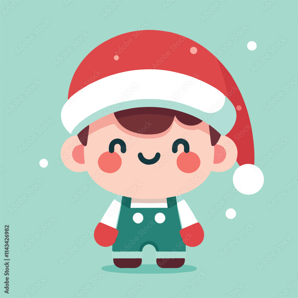 vector image of a small child wearing a Christmas costume vector image of a small child wearing a Christmas costume