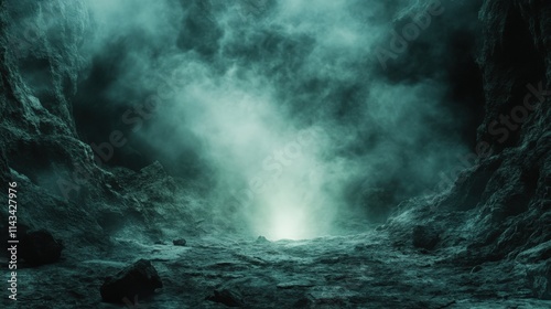 Mysterious Foggy Cave with Ethereal Light