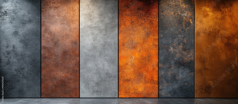 Rust, concrete, and metal wall panels. Rust, concrete, and metal wall panels.