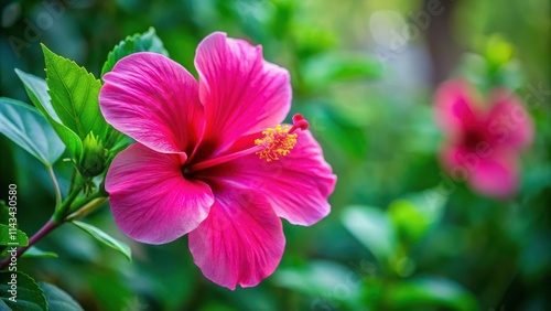 Vibrant pink hibiscus flower in full bloom , hibiscus flowers, plant life