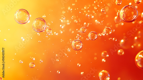 Bubbles floating air background orange gradient panoramic ooze quasar mephitic vapors trend surface sun jack ducker red fluid. Mephitic. Illustration