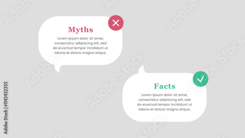 Speech Bubble Text Myths Versus Fact Comparison Concept