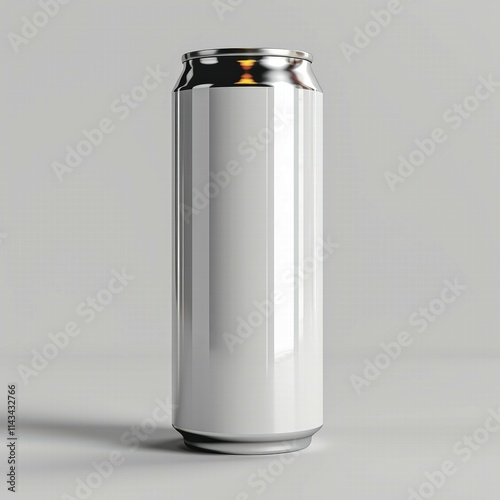 Mockup of a Blank Beverage Can Placed on a Clean White Background for Branding and Packaging Design Presentations photo