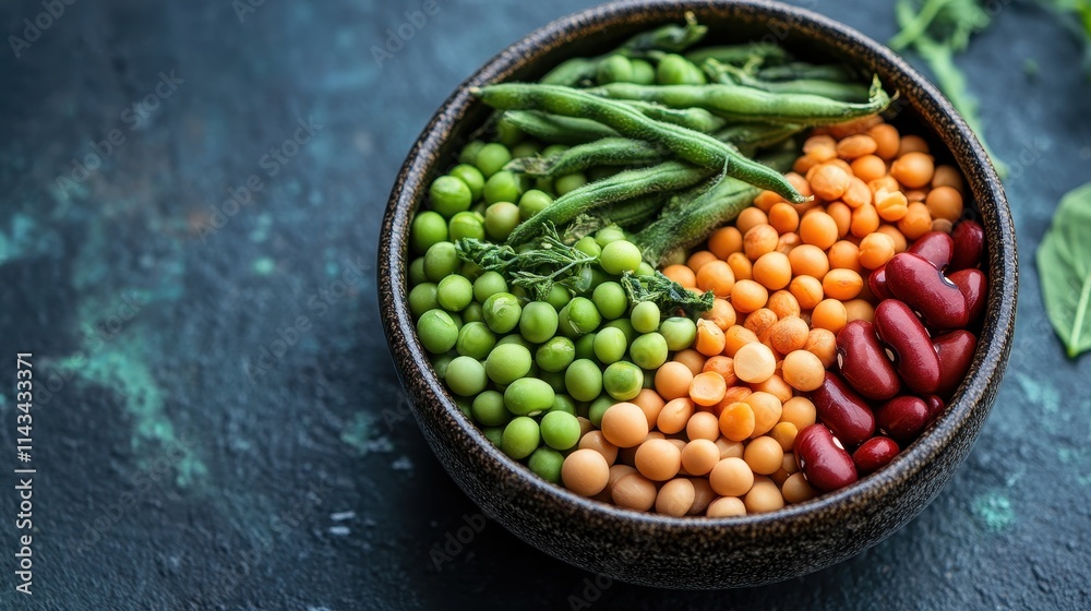 A mix of legumes including green beans, soybeans, and dried beans and peas. A mix of legumes including green beans, soybeans, and dried beans and peas.
