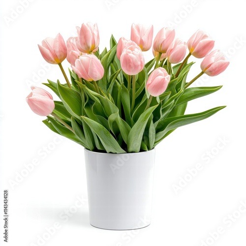 Wallpaper Mural Bouquet of Pink Tulips in White Pot Torontodigital.ca