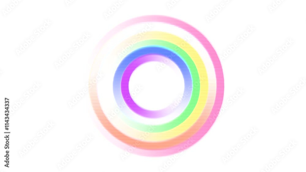 Blurry colored circle shape lines animation on a white background Blurry colored circle shape lines animation on a white background