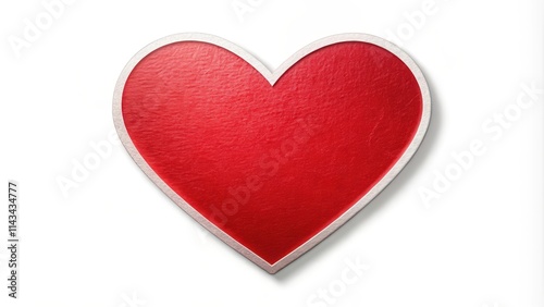 A red heart shape sticker isolated on a white background, with subtle texture and faint glow effect , love symbol, sticker motif