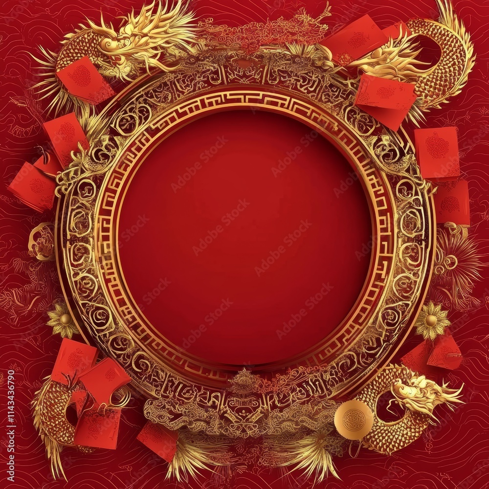 Frame Chinese New Year background with copy space