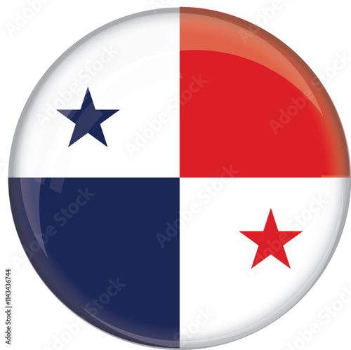  Panama flag with glossy rounded button for football team and national emblem