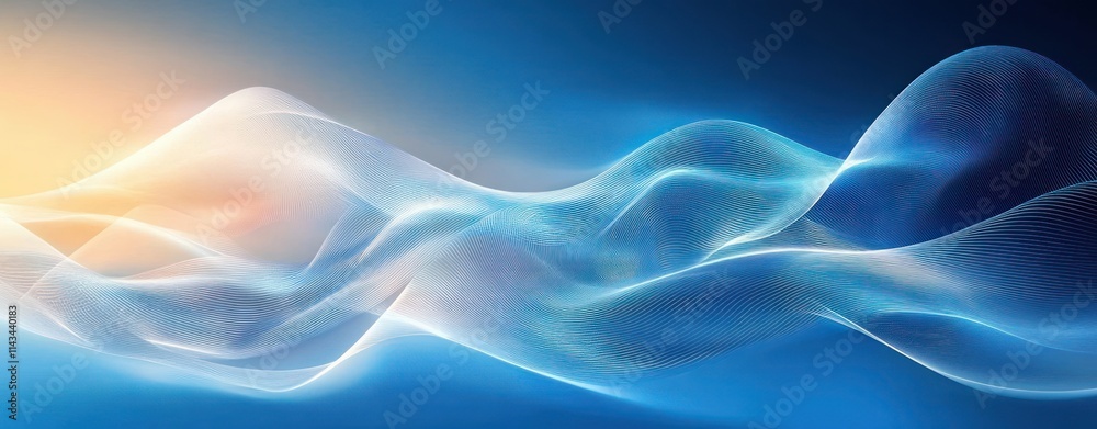 Fototapeta premium Minimalist Abstract Composition with Flowing Lines and Soft Blue Tones