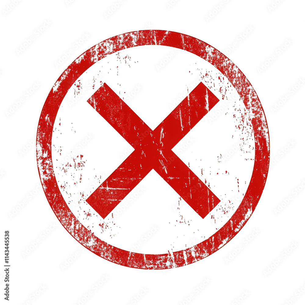 Obraz premium red cross mark in a circle with grunge texture