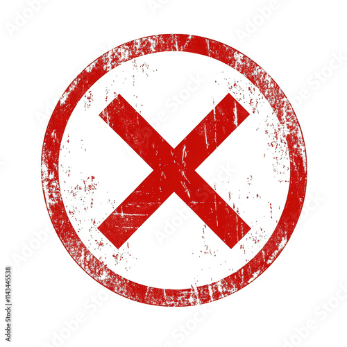 red cross mark in a circle with grunge texture