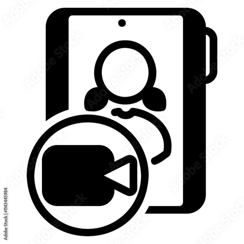 Female videocall glyph icon