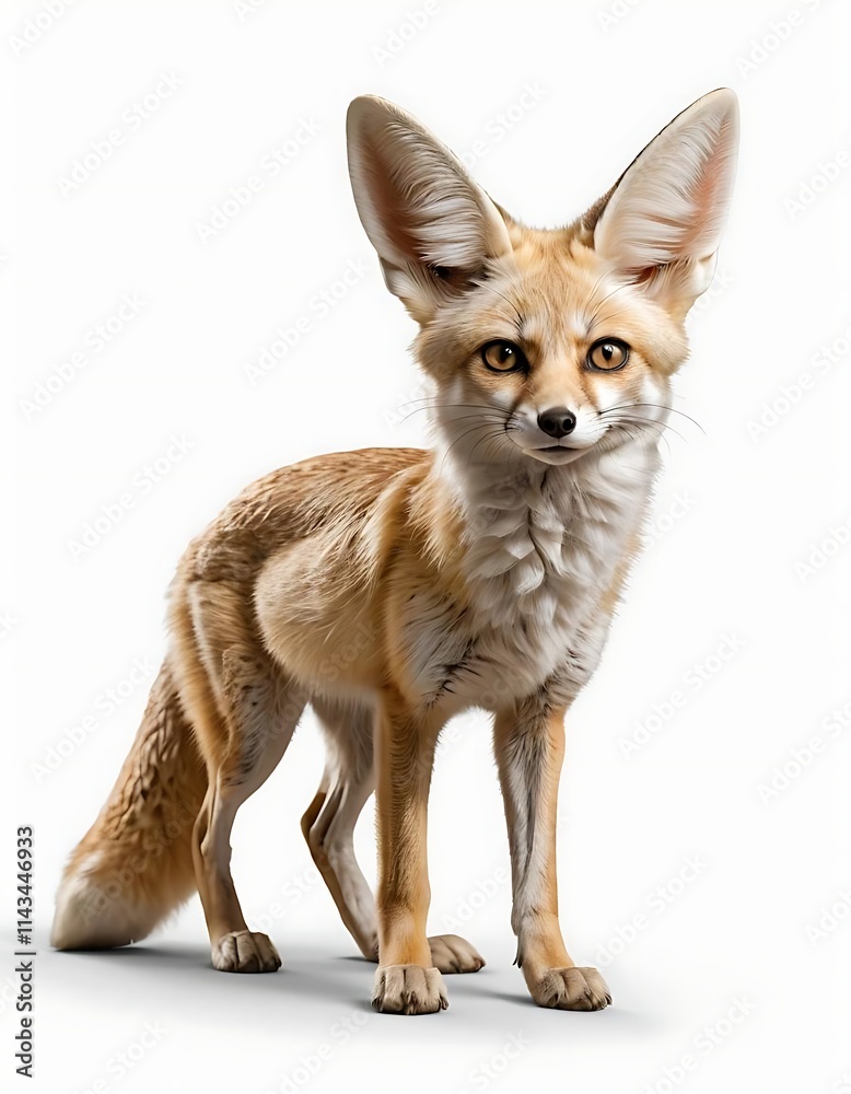 Fototapeta premium Photorealistic Fennec Fox: Side View with Intricate Details and Large Ears. generated by ai. 