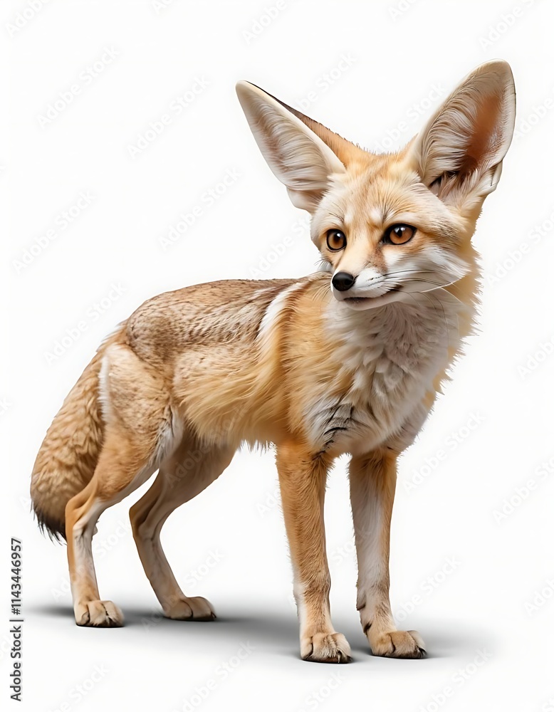 Fototapeta premium Photorealistic Fennec Fox: Side View with Intricate Details and Large Ears. generated by ai. 