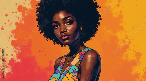 colorful art, beautiful afro woman