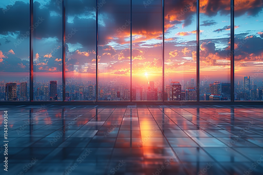 Fototapeta premium City skyline with a beautiful sunset in the background