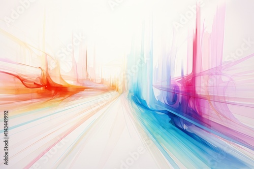 Abstract Pastel Lines Converging Visual Interpretation of Interconnectedness, Data Flow.