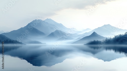 Minimalist Ethereal Landscape Soft Gradients Symmetrical Tranquility Zen Aesthetics