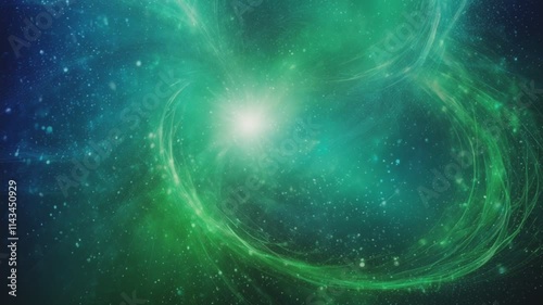 Cosmic Swirl: Emerald Nebula's Serene Glow