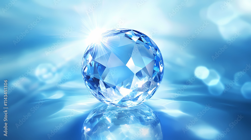 Crystal orb: a transparent, glowing orb with facets, floating mid air, radiating soft blue light, radiating a sense of mystique and wonder. Mystique. Illustration Crystal orb: a transparent, glowing orb with facets, floating mid air, radiating soft blue light, radiating a sense of mystique and wonder. Mystique. Illustration