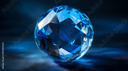 Crystal orb: a transparent, glowing orb with facets, floating mid air, radiating soft blue light, radiating a sense of mystique and wonder. Mystique. Illustration