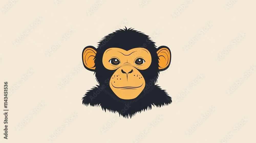 A stylized illustration of a monkey's face with a simple, clean design.