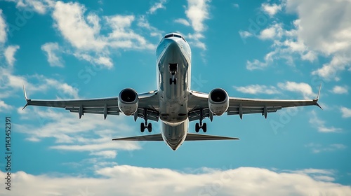 Airplane Landing, Commercial Jet in Flight