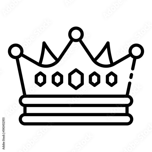 Party crown outline icon for festive and royal celebrations