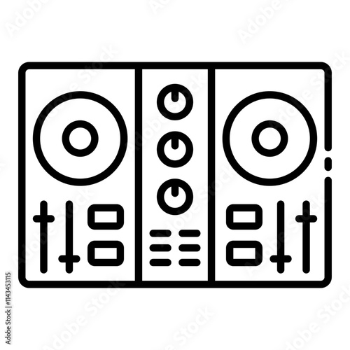 DJ controller outline icon for music mixing and party entertainment