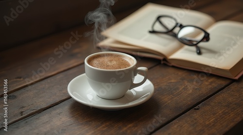 cup of coffee and book