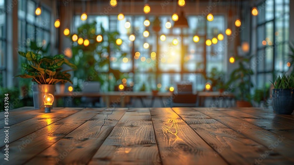 Table with a potted plant and a candle on it Table with a potted plant and a candle on it