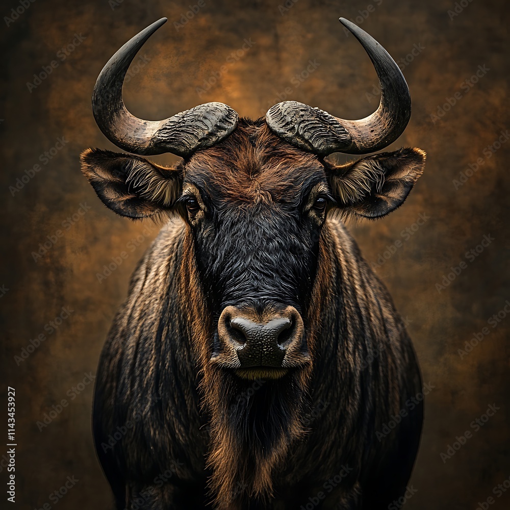 Naklejka premium Majestic Portrait of a Sable Antelope, a Striking African Bovid with Impressive Horns.