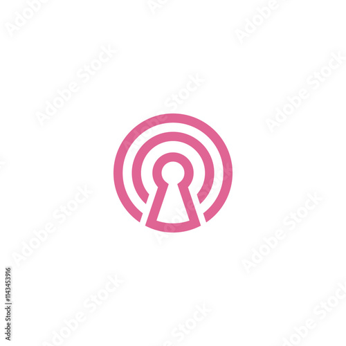key hole with signal shape logo icon vector template