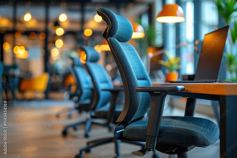 Fototapeta premium Room with a few chairs and a laptop