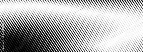Vanishing linear gradient texture. Black diagonal stripe gradation background. Thin and thick fade slanted pattern backdrop. Vector oblique parallel stroke wallpaper for overlay, print, cover, banner