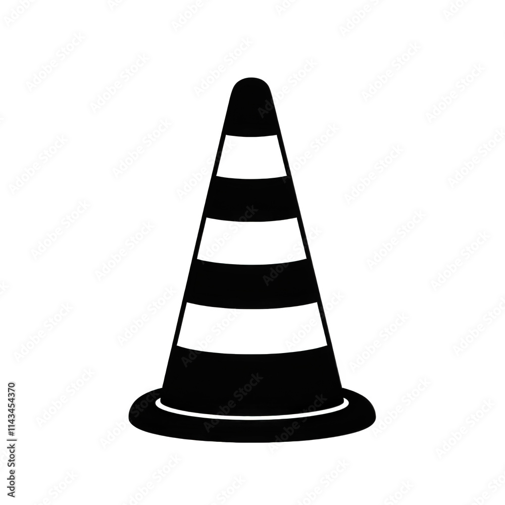 a black and white silhouette of a traffic cone with four alternating white and black stripes a black and white silhouette of a traffic cone with four alternating white and black stripes