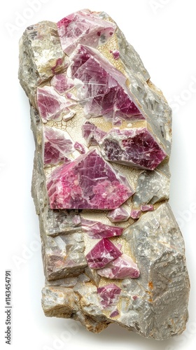 Closeup of a vibrant amethyst quartz gemstone with natural pink purple and grey hues showcasing its unique crystalline structure and textured surface  This raw photo