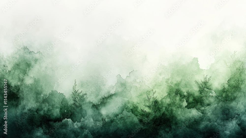 Watercolor Abstract Background in Green and White Hues with Serene Gradient and Ethereal Atmosphere Watercolor Abstract Background in Green and White Hues with Serene Gradient and Ethereal Atmosphere