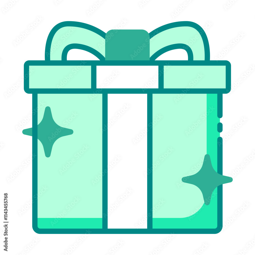 Gift box with ribbon green filled line icon for birthdays, holidays, and special occasions Gift box with ribbon green filled line icon for birthdays, holidays, and special occasions
