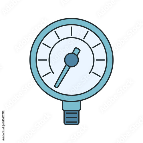 Pressure Gauge Icon Illustration in Flat Style. Perfect for engineering, science, or educational design projects.