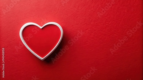 Heart Shape Sticker on Red Background, decorative sticker