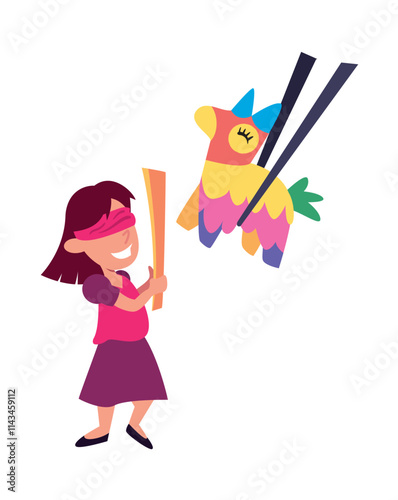 girl hitting the pinata party