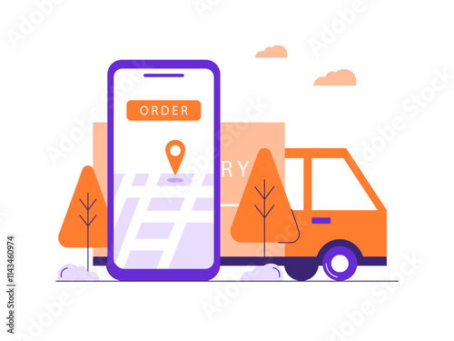 Online food delivery. Online Food illustration. Flat vector illustrations